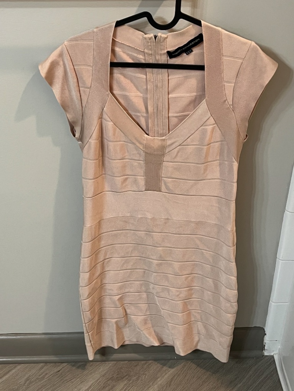 French Connection Nude Pink Bandage Bodycon Dress | US 12